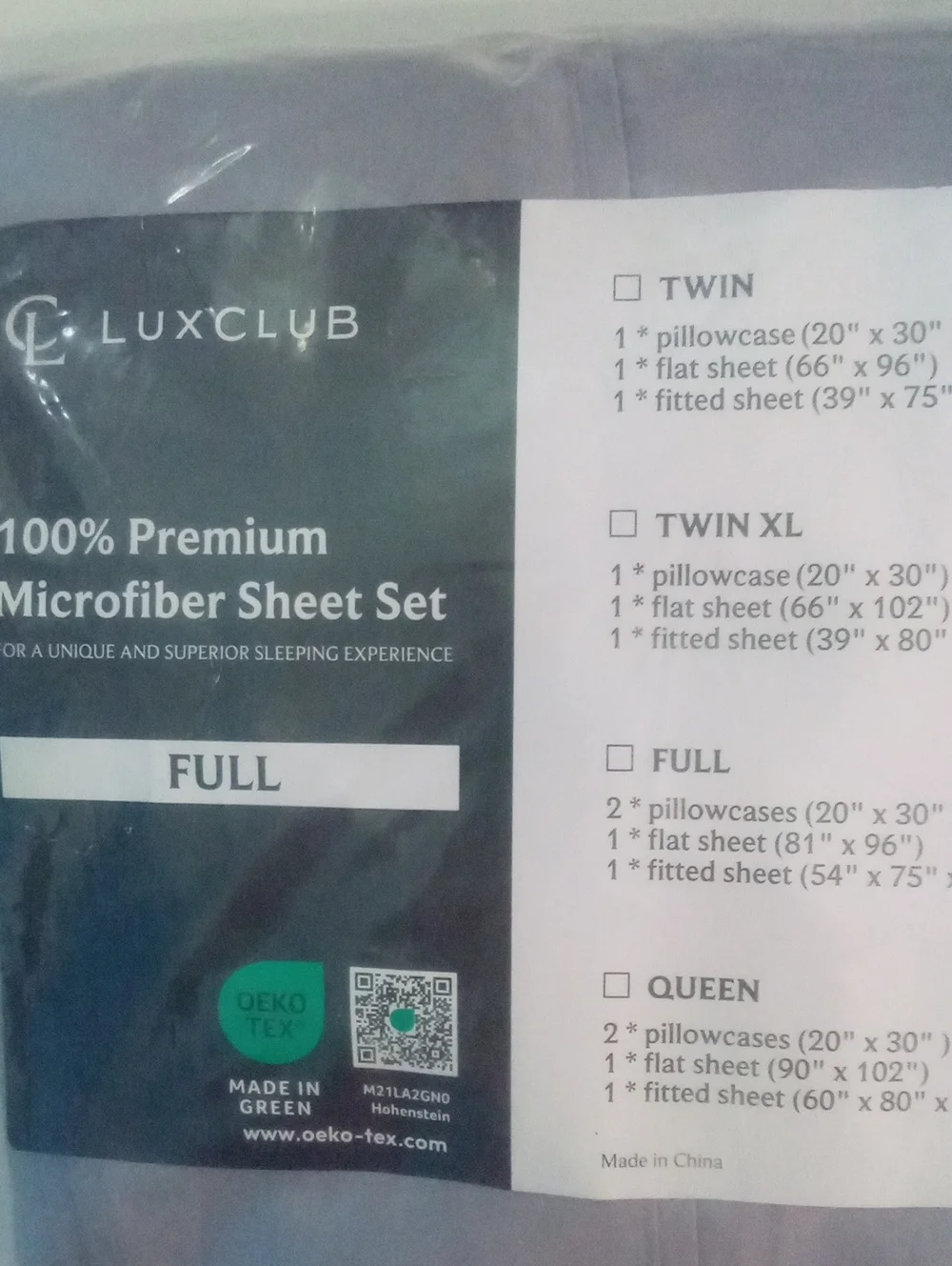 Lux Club 100% Microfiber Sheet Set - Full NWT Gray By Luxclub